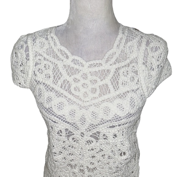LN Lilly Pulitzer Jamie Cameo White Battenberg Eyelet Scalloped Lace Top - XS - Picture 5 of 14